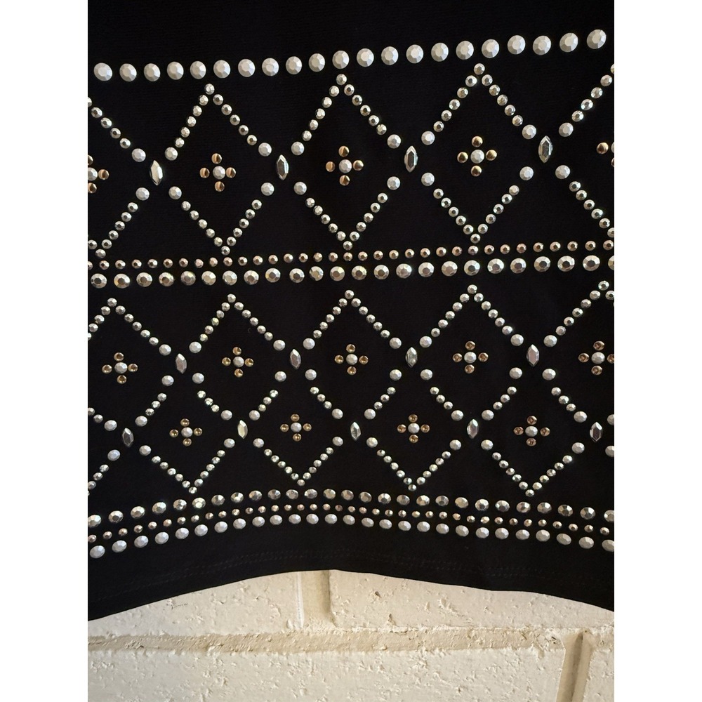 White House Black Market Black Dress Silver & Gold Beaded Size Medium - Picture 2 of 6